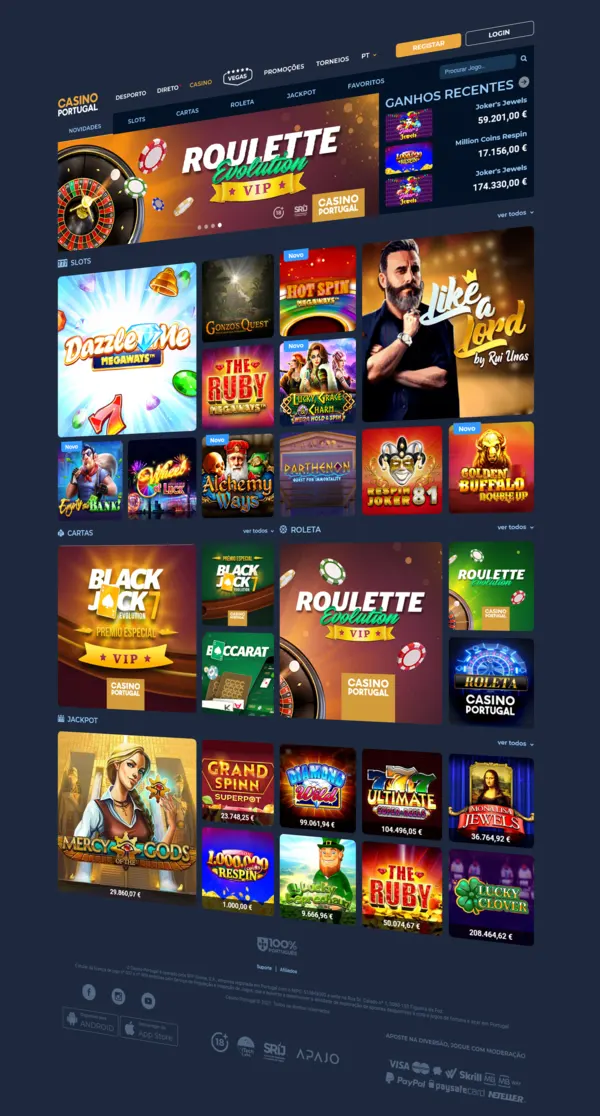 Screenshot Lobby Casinoportugal casino-section